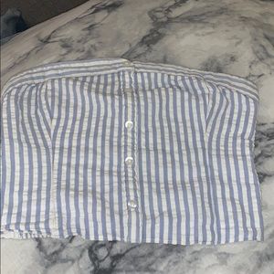 blue and white tube top